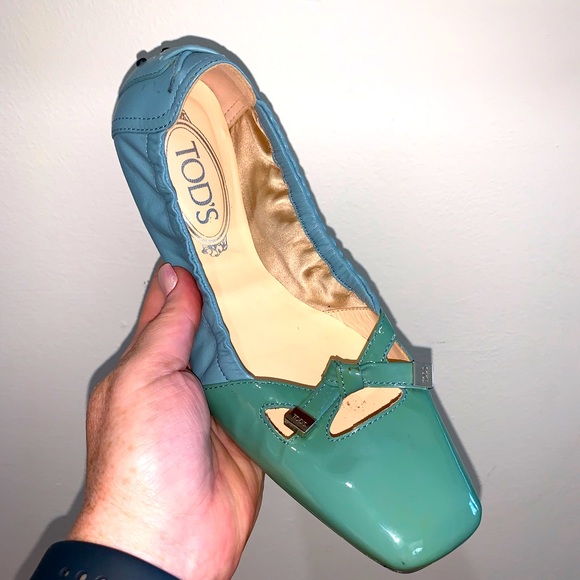 Tod's Shoes - BNWT New! Women's TOD'S Colorblock Patent Leather Green-Blue Ballerina Flats